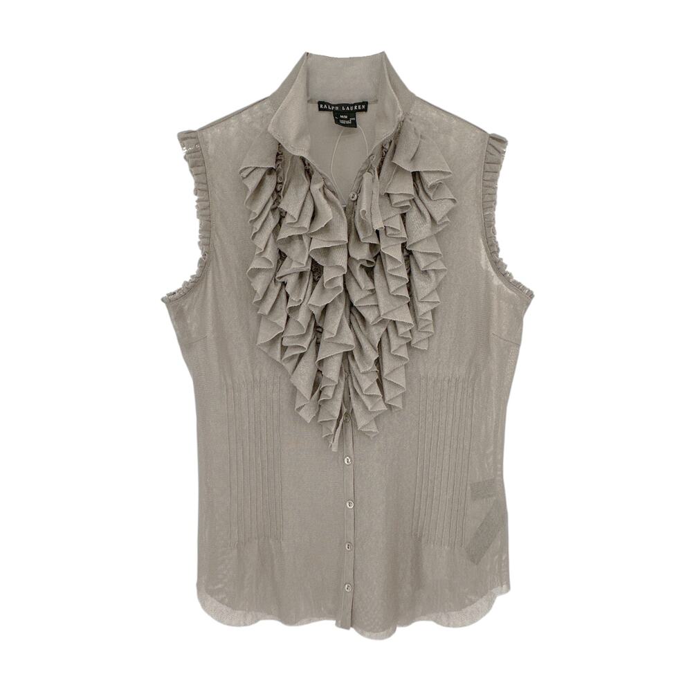 RALPH LAUREN BLACK LABEL Ruffle Blouse M - Picture 4 of 13